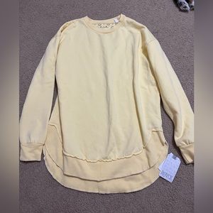 womens oversized yellow crewneck